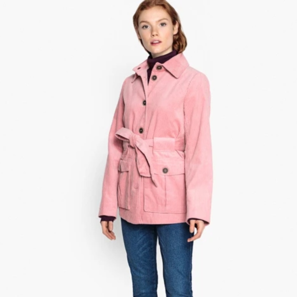 NEW Pink Belted Corduroy Jacket Coat M